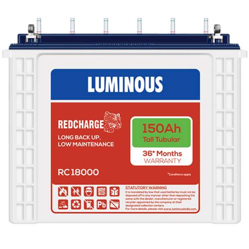 Luminous Red Charge RC 18000 150AH Tall Tubular Battery
