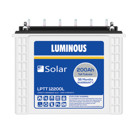 Luminous Solar LPTT12200L 200 Ah C10 Tall Tubular battery
